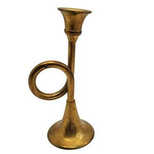 Brass Horn Candle Holder Trumpet Bugle Musical Instrument Home Decor Candlestick